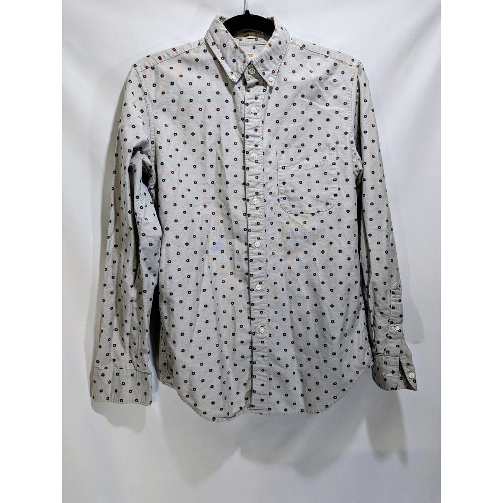J. Crew Slim Fit Oxford Button Down Shirt Small Floral Gray Cotton